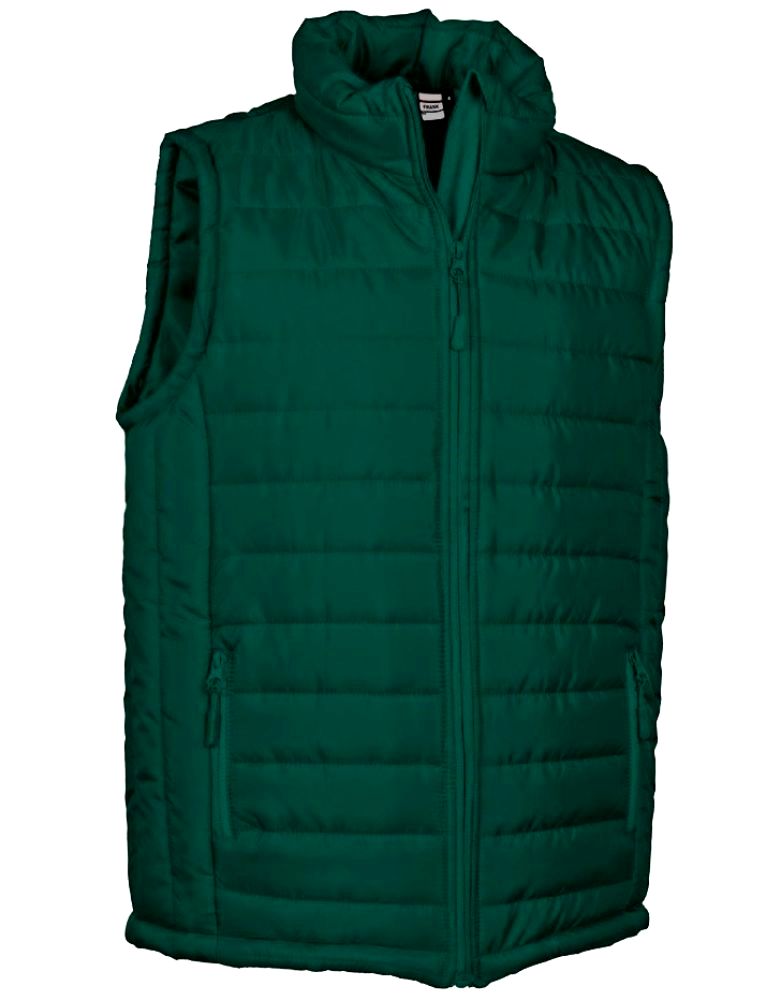 FRANK Vesta vatuita cu buzunare, material hidrofug Verde sticla