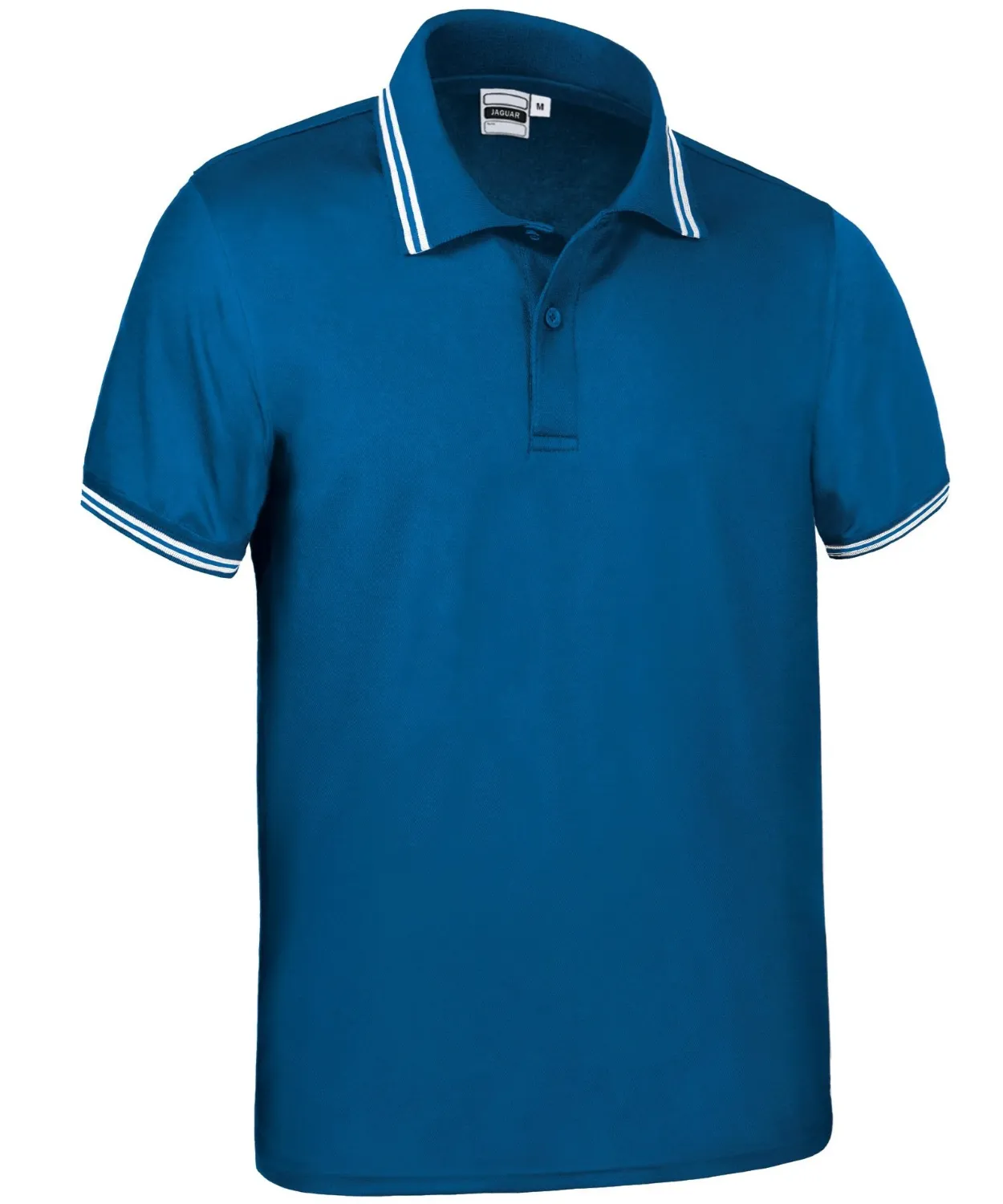 JAGUAR Tricou polo tehnic design cu dungi contrast Albastru royal-Alb