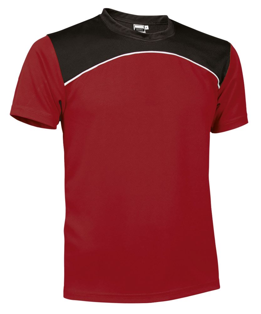 MAURICE Tricou sport tehnic bicolor Rosu lotus-Negru