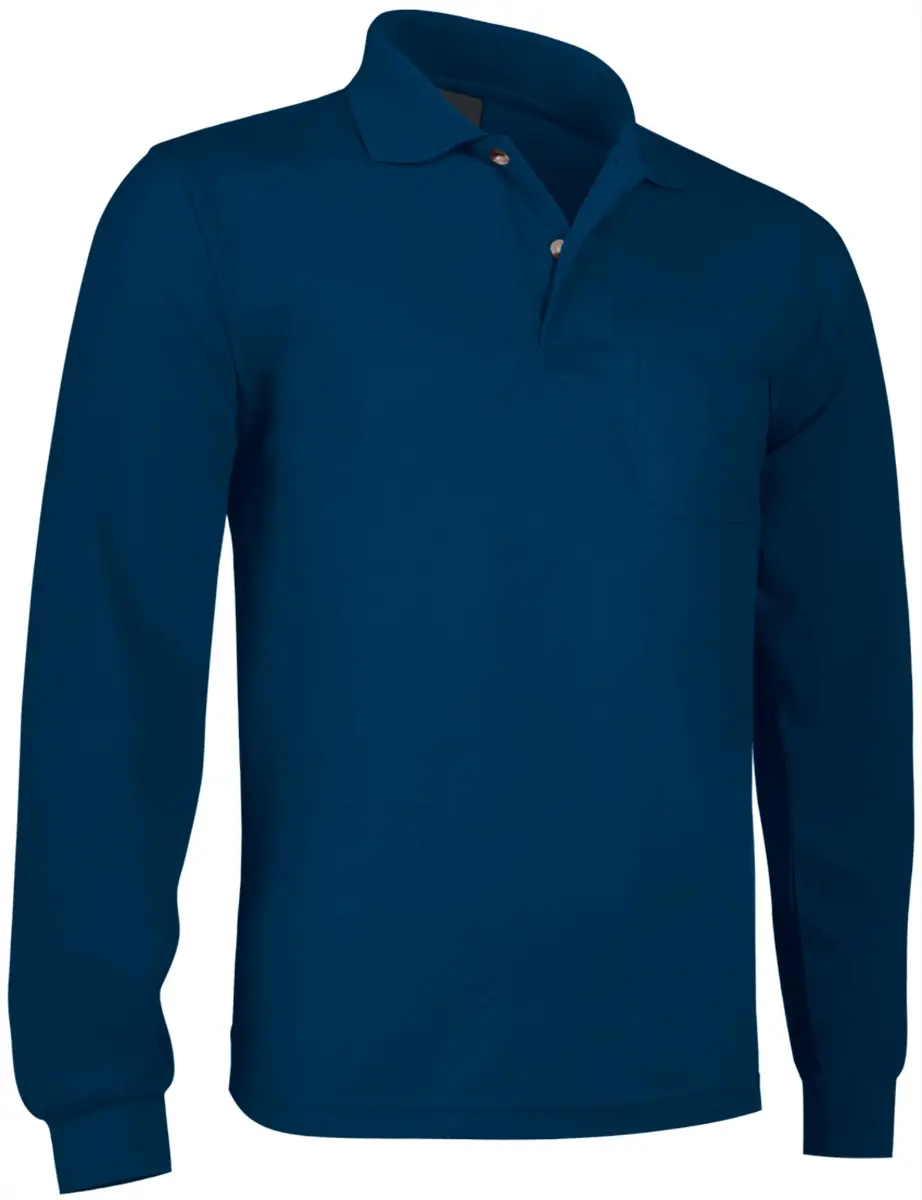 Tricou polo de mânecă lungă și buzunar BREDA Bleumarin orion