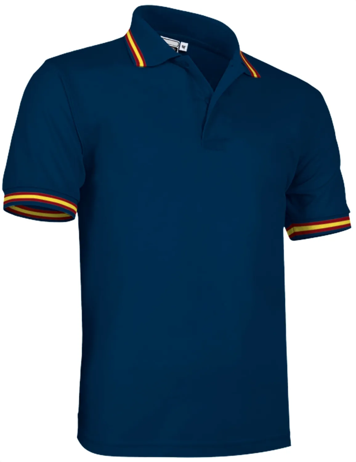 Tricou Polo COMBI Culori contrast, Premium Bumbac 100% 220g Bleumarin orion-Galben-Rosu