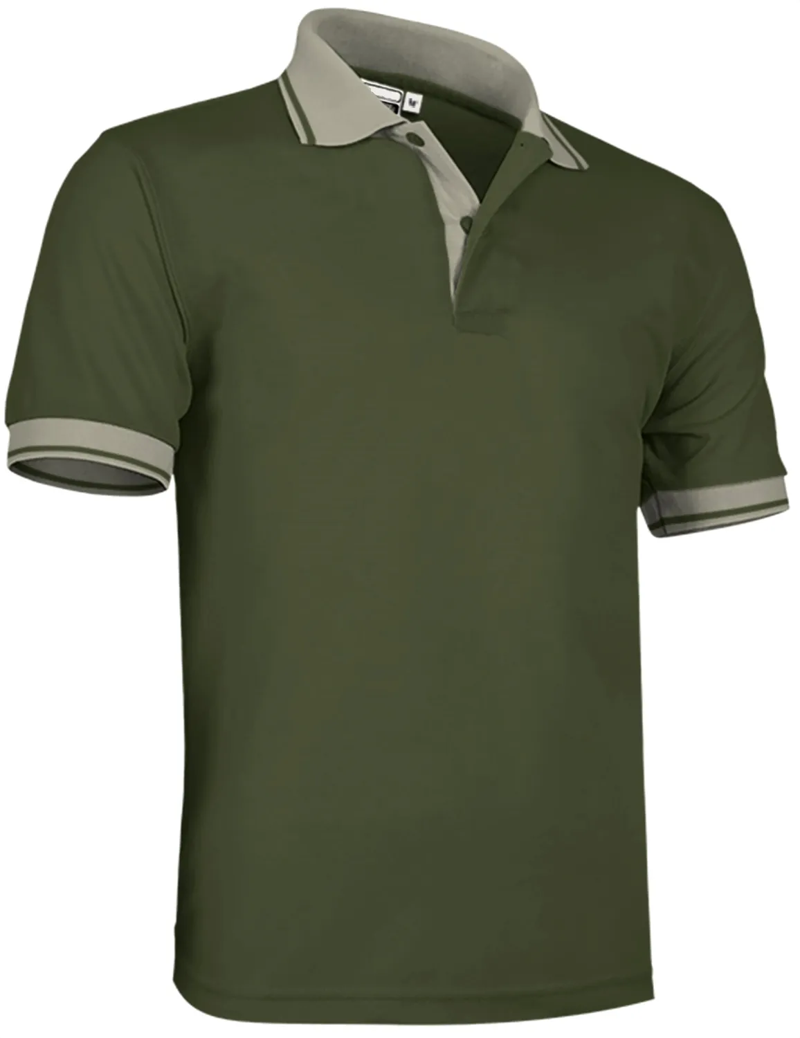 Tricou Polo COMBI Culori contrast, Premium Bumbac 100% 220g Verde militar-Bej nisip