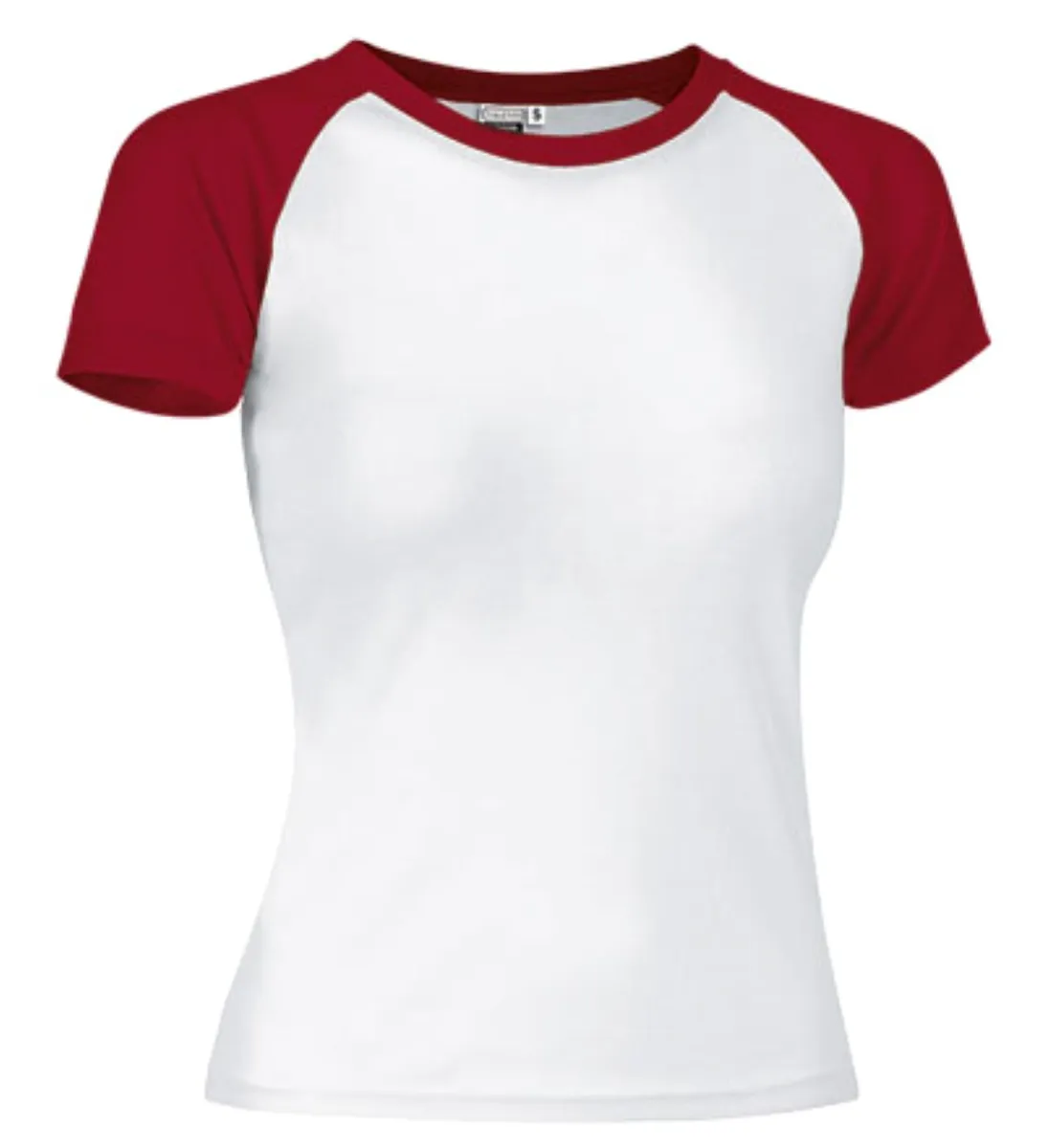 LONDON Tricou dama bicolor 50%pe, 50%bbc, 200gr/mp Alb-Rosu lotus