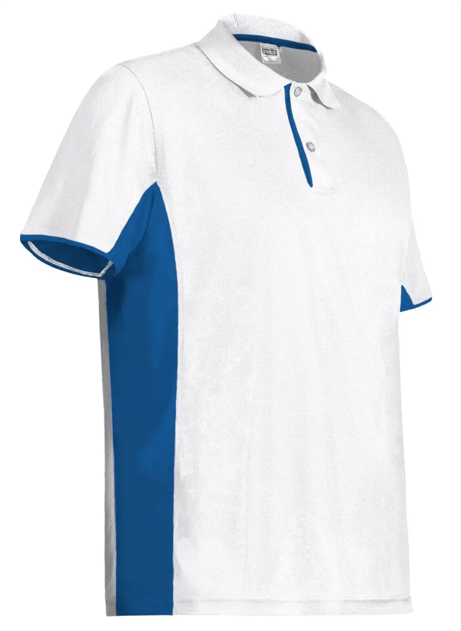 Tricou Polo tehnic bicolor STRATEGY 100% Pe,170g Alb-Albastru royal