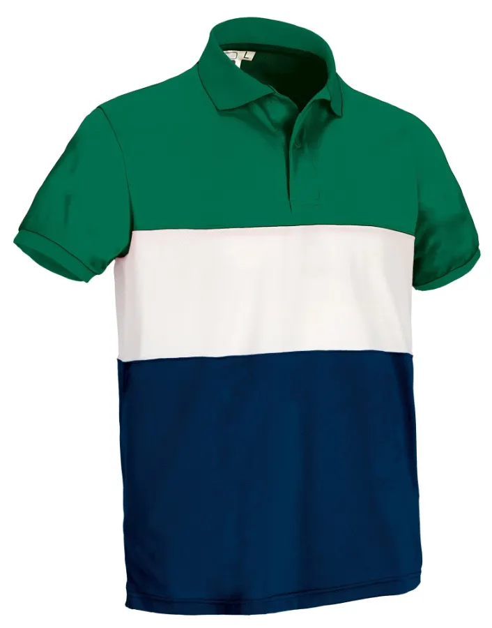 VARSITY Tricou polo cu 3 culori Verde-Alb-Bleumarin
