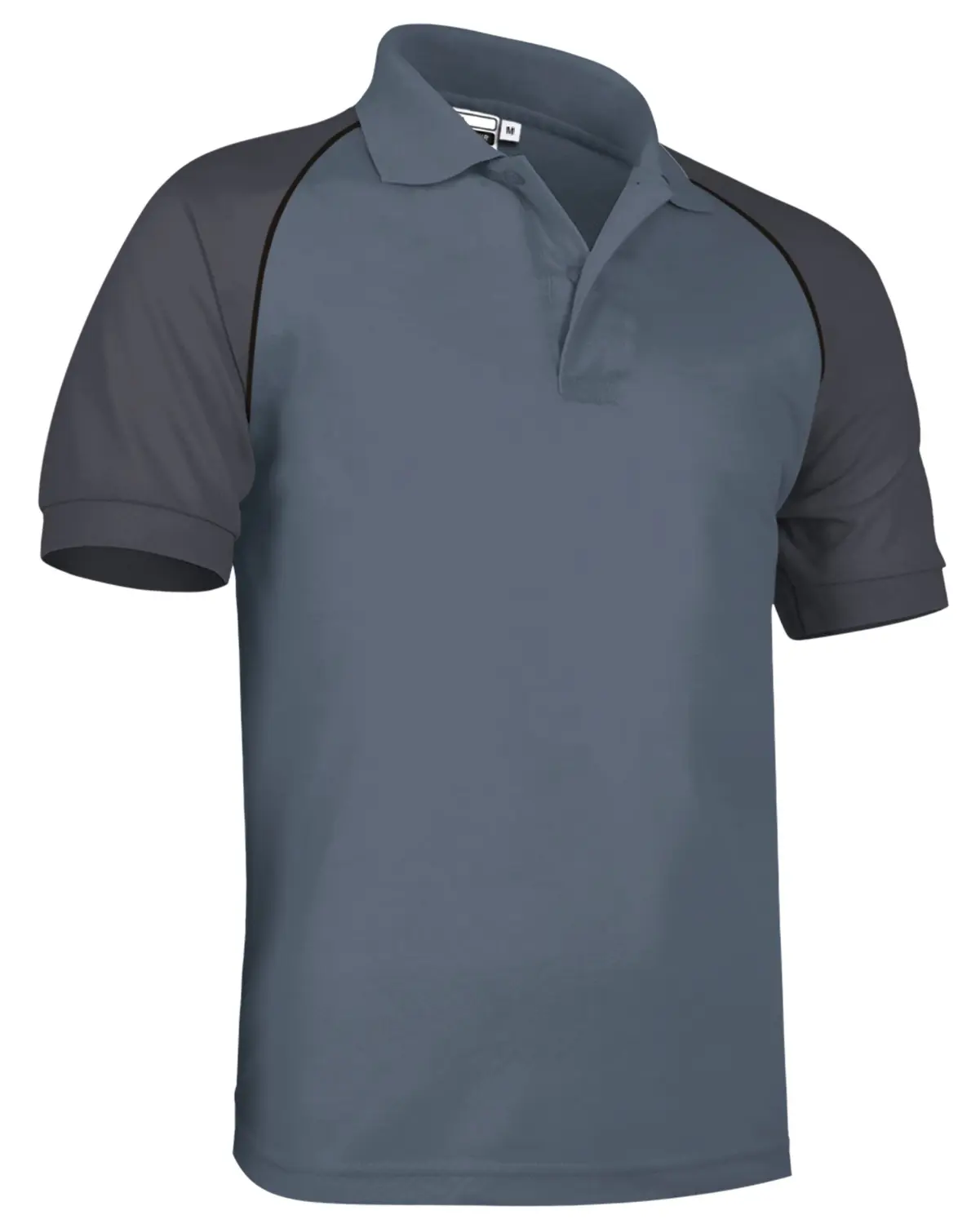 Tricou Polo bicolor VENUR Unisex Premium Bumbac 100%, 220g, Gri-Gri inchis