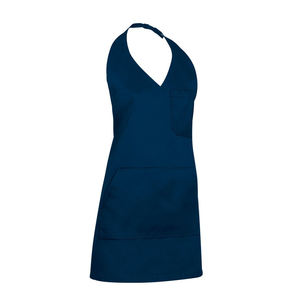 BISTRO Șorț cu pieptar, multi-buzunare si decolteu in V, Bleumarin