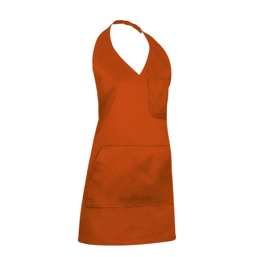 BISTRO Șorț cu pieptar, multi-buzunare si decolteu in V, Portocaliu party