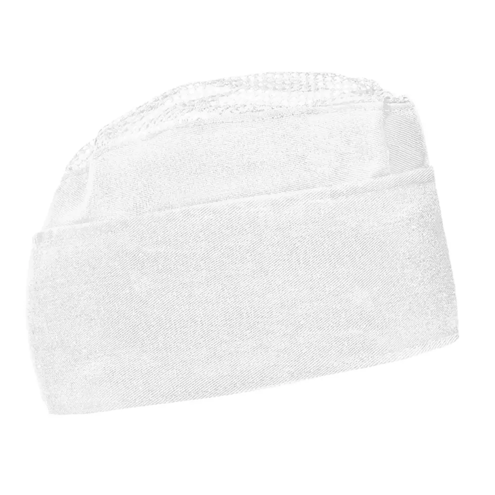 BOWER Bonetă bucătar cu plasă și bordură lată Alb