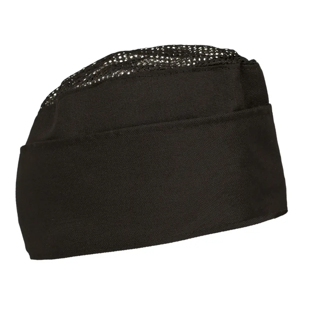 BOWER Bonetă bucătar cu plasă și bordură lată Negru