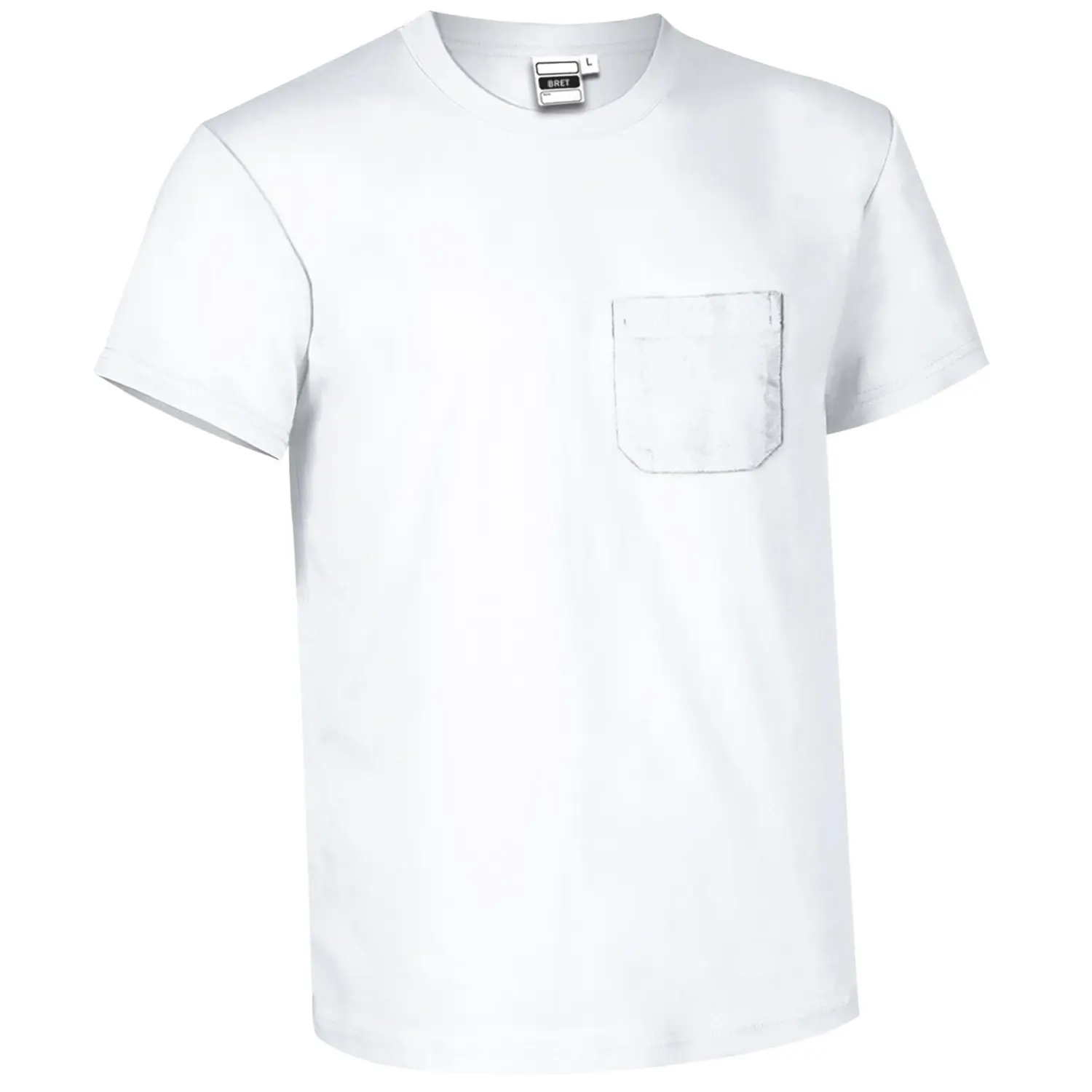 Tricou cu mânecă scurtă și buzunar BRET, croială standard, Alb