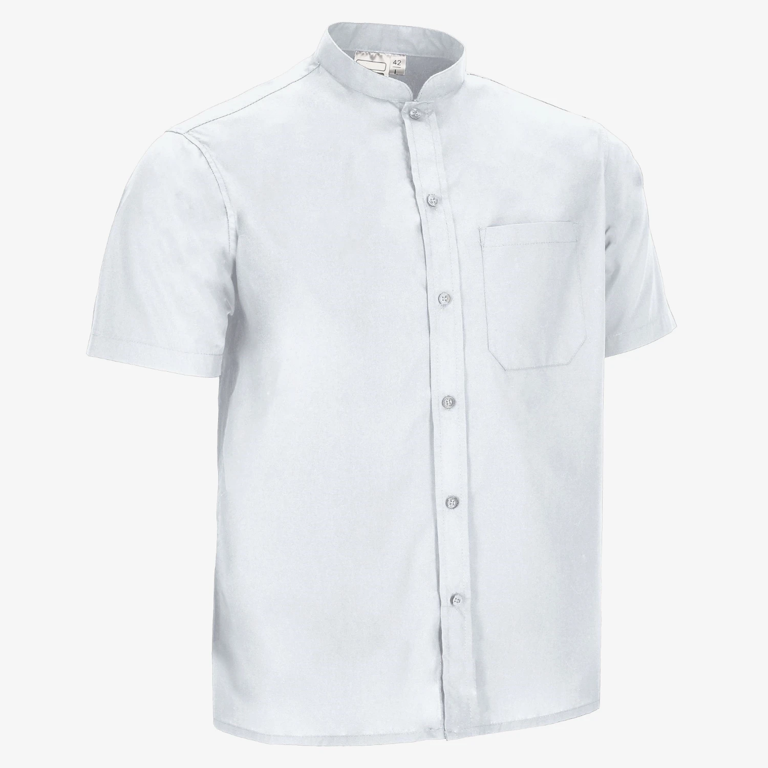 Cămașă cu mânecă scurtă și guler rotund, din 65% pe 35% bbc, poplin de 120g CLAPTON Alb