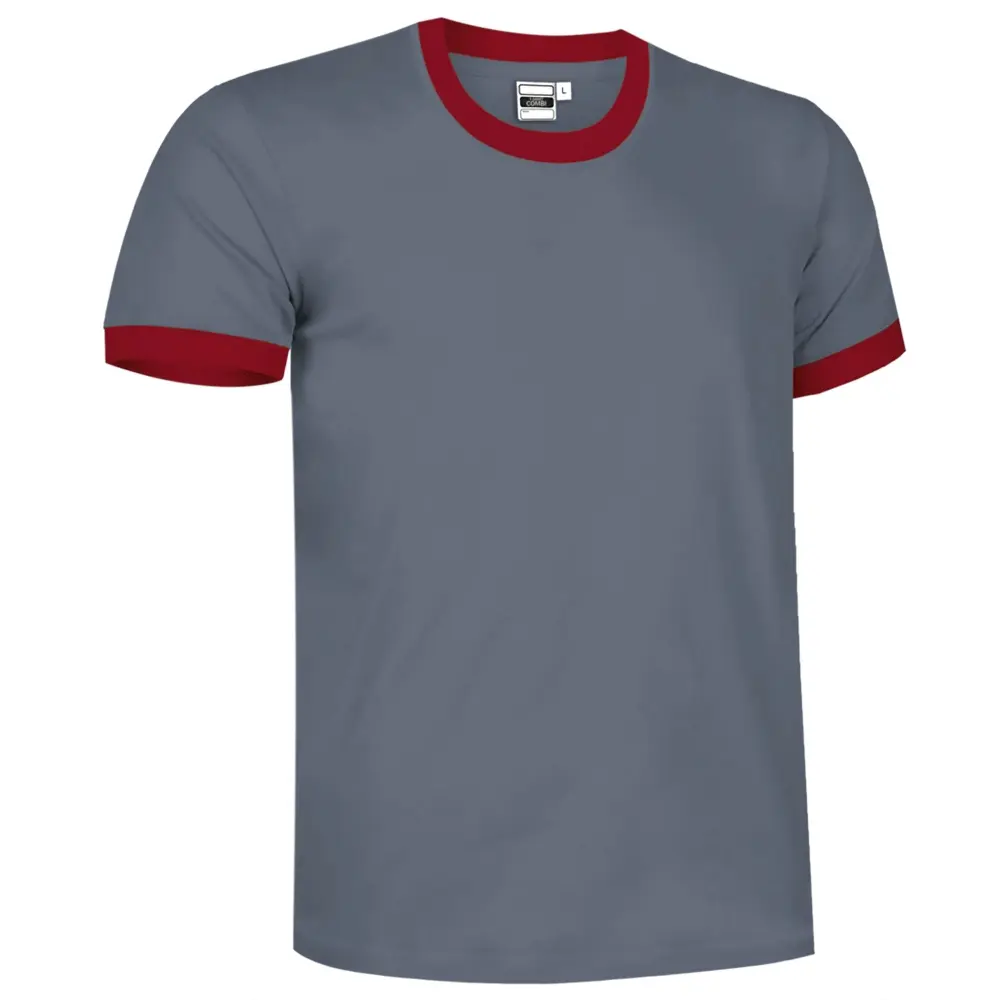 COMBI Tricou de mânecă scurtă și design bicolor Gri-Rosu lotus