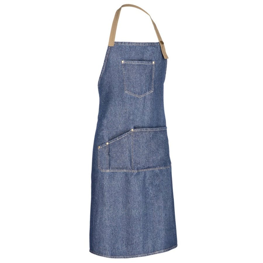 Șorț cu pieptar CORIANDER blug denim bumbac 100% pre-spălat 260 g/mp