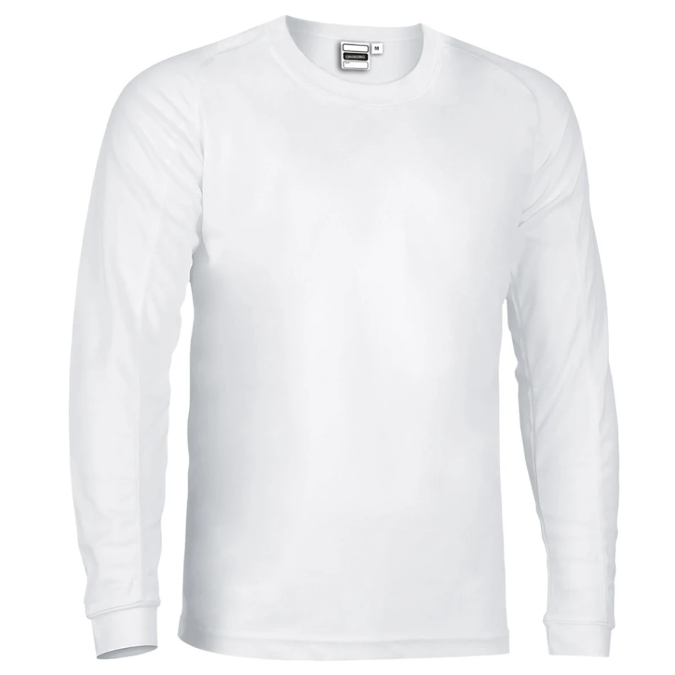 Tricou Adulti CROSSING Pe 100% 145g - sport Tehnic mânecă lunga, Alb