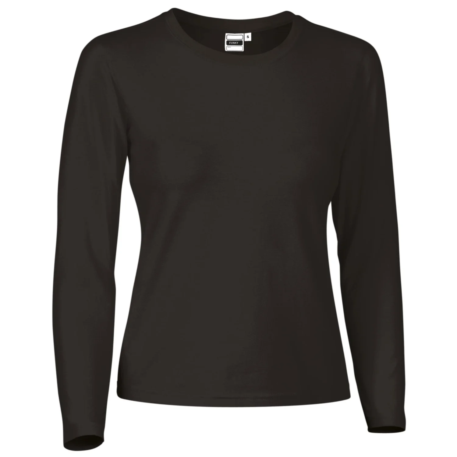 Tricou Damă mânecă lungă FUNKY - Bumbac 95% Elastan 5% Cambrat Negru