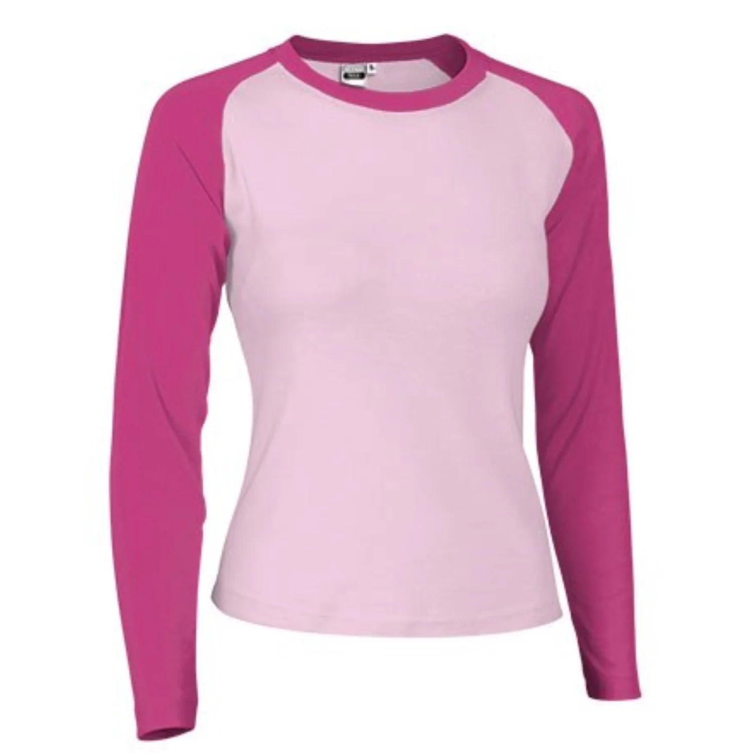 NIKA Tricou cu mânecă lungă și design original în două tonuri, pentru femei Roz pastel-Roz magenta