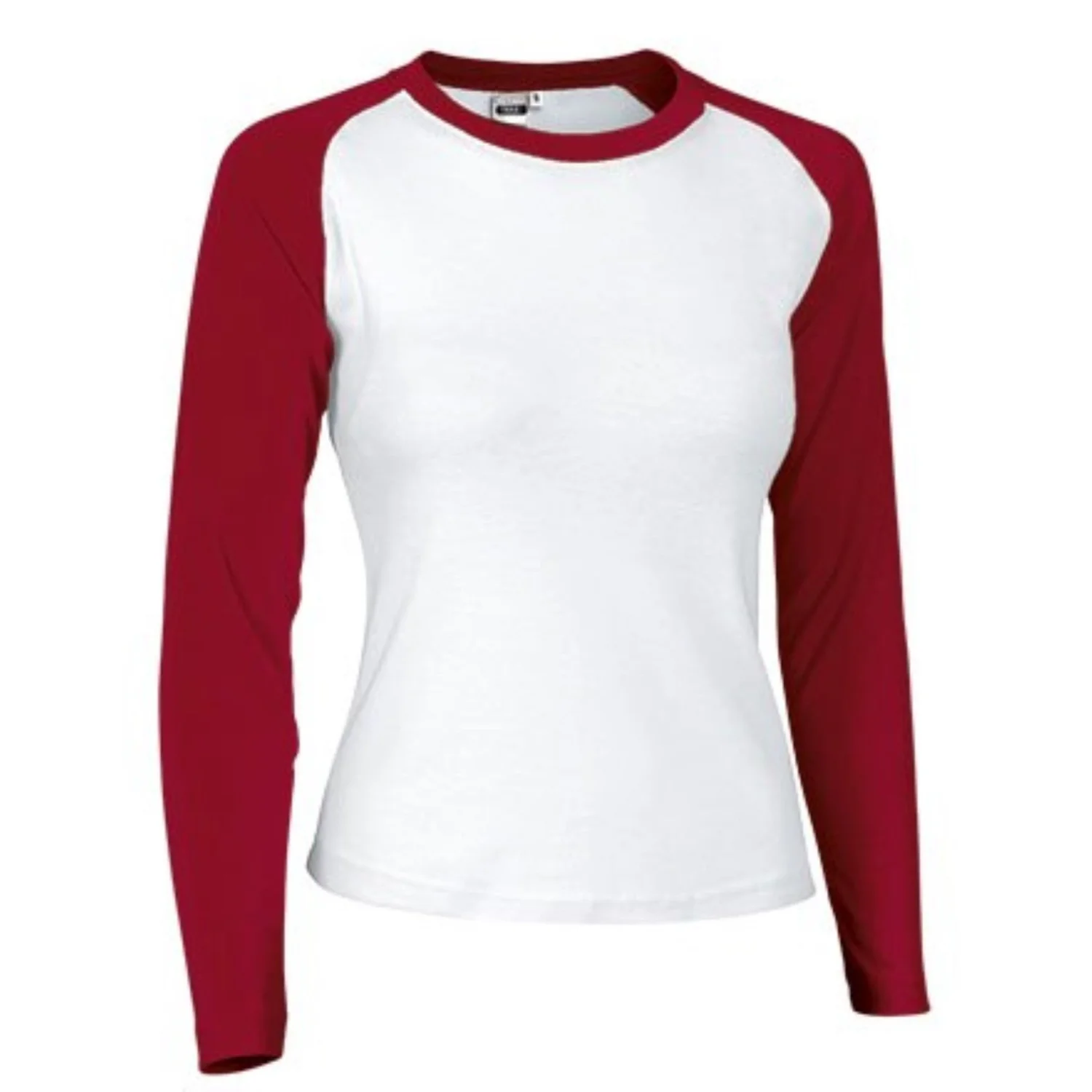 NIKA Tricou cu mânecă lungă și design original în două tonuri, pentru femei Alb-Roșu loto