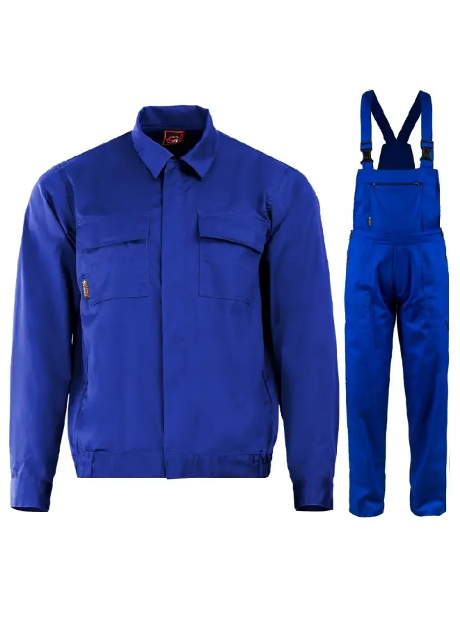 PLUTON BUMBAC Jacheta si pantaloni cu pieptar Albastru royal