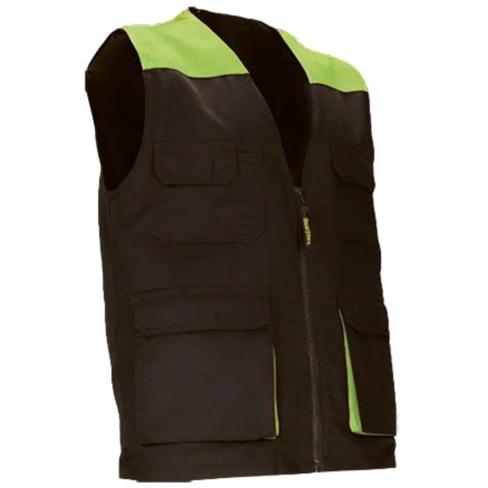 Vestă Lucru THUNDER Multi-buzunare | Bicolor | Twill 200g/mp Negru-Verde mar