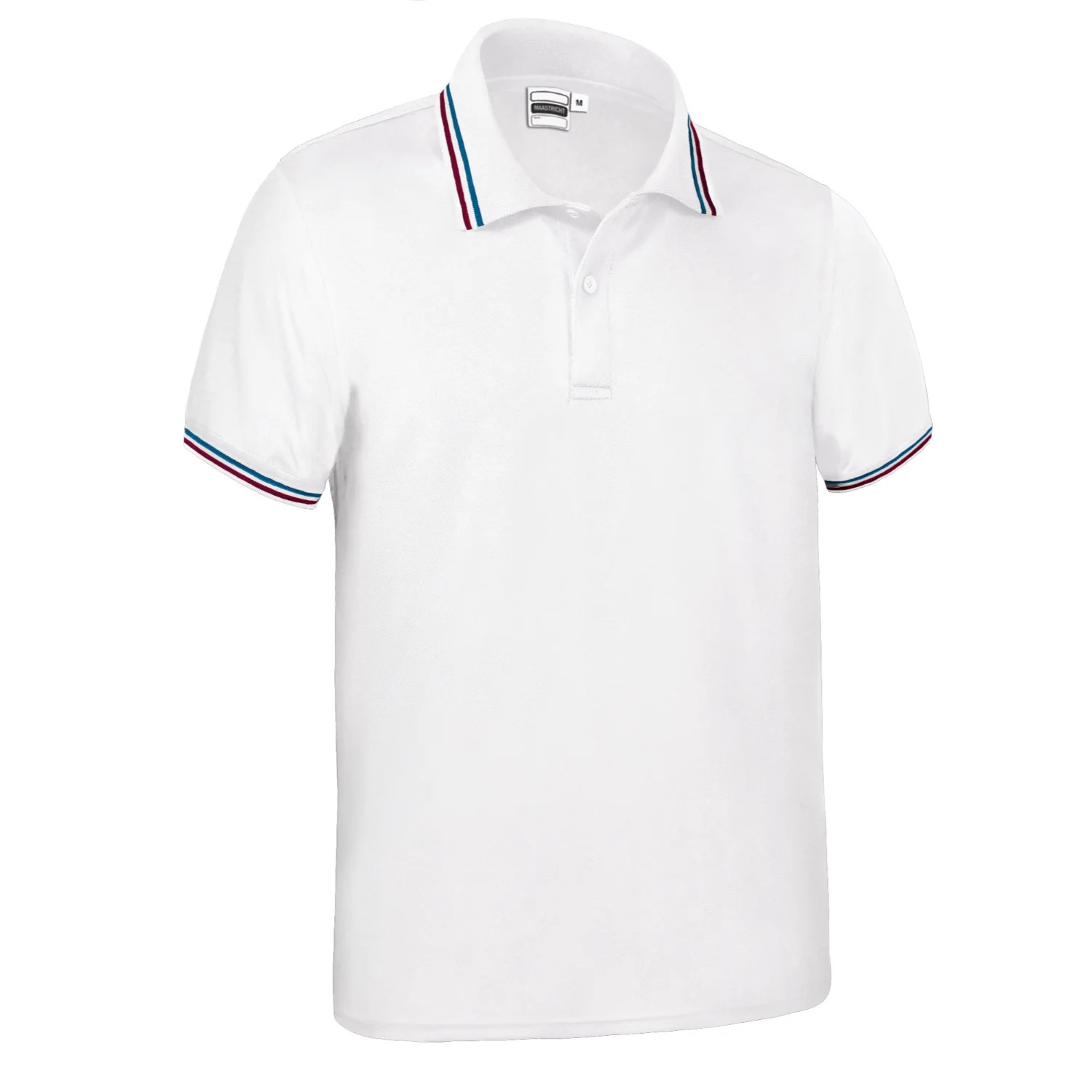 MAASTRICHT Tricou polo tehnic cu mânecă scurtă și design culori steaguri Alb-Franta