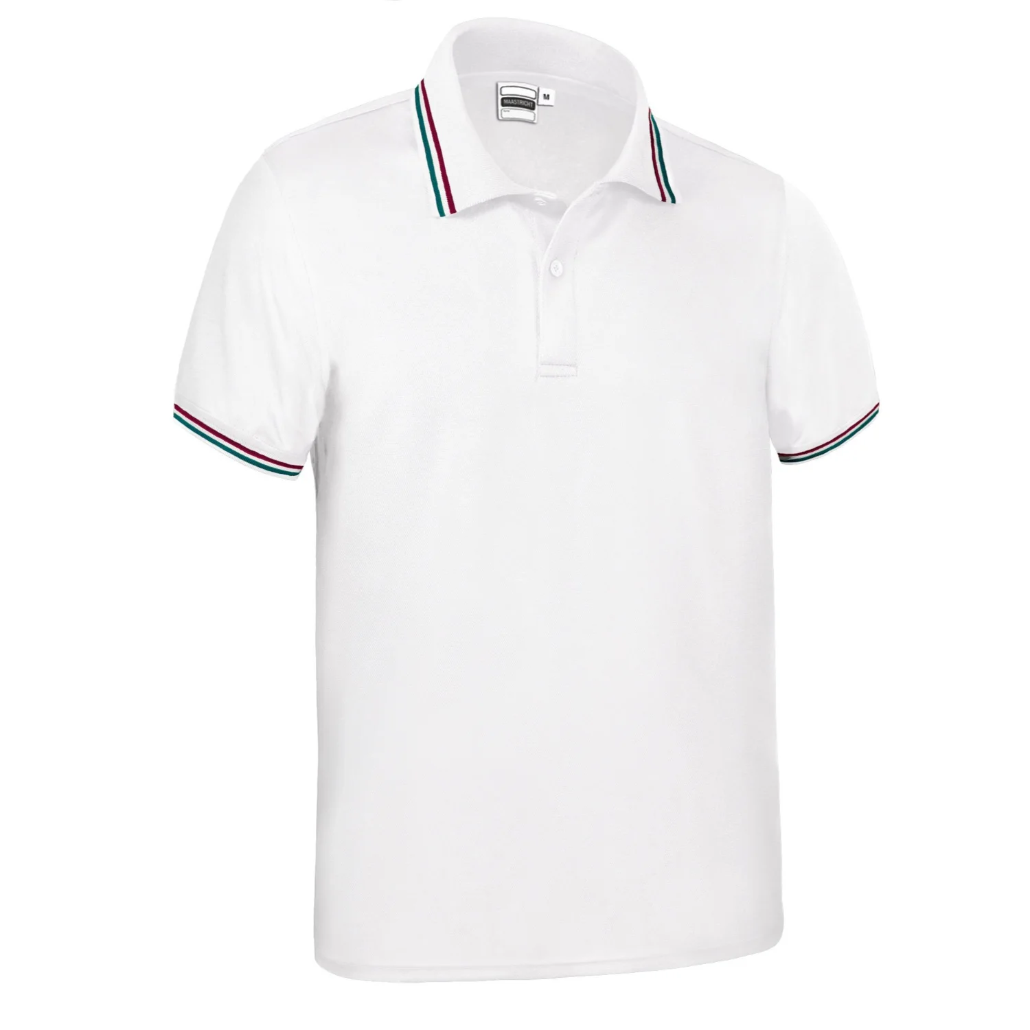MAASTRICHT Tricou polo tehnic cu mânecă scurtă și design culori steaguri Alb-Italia