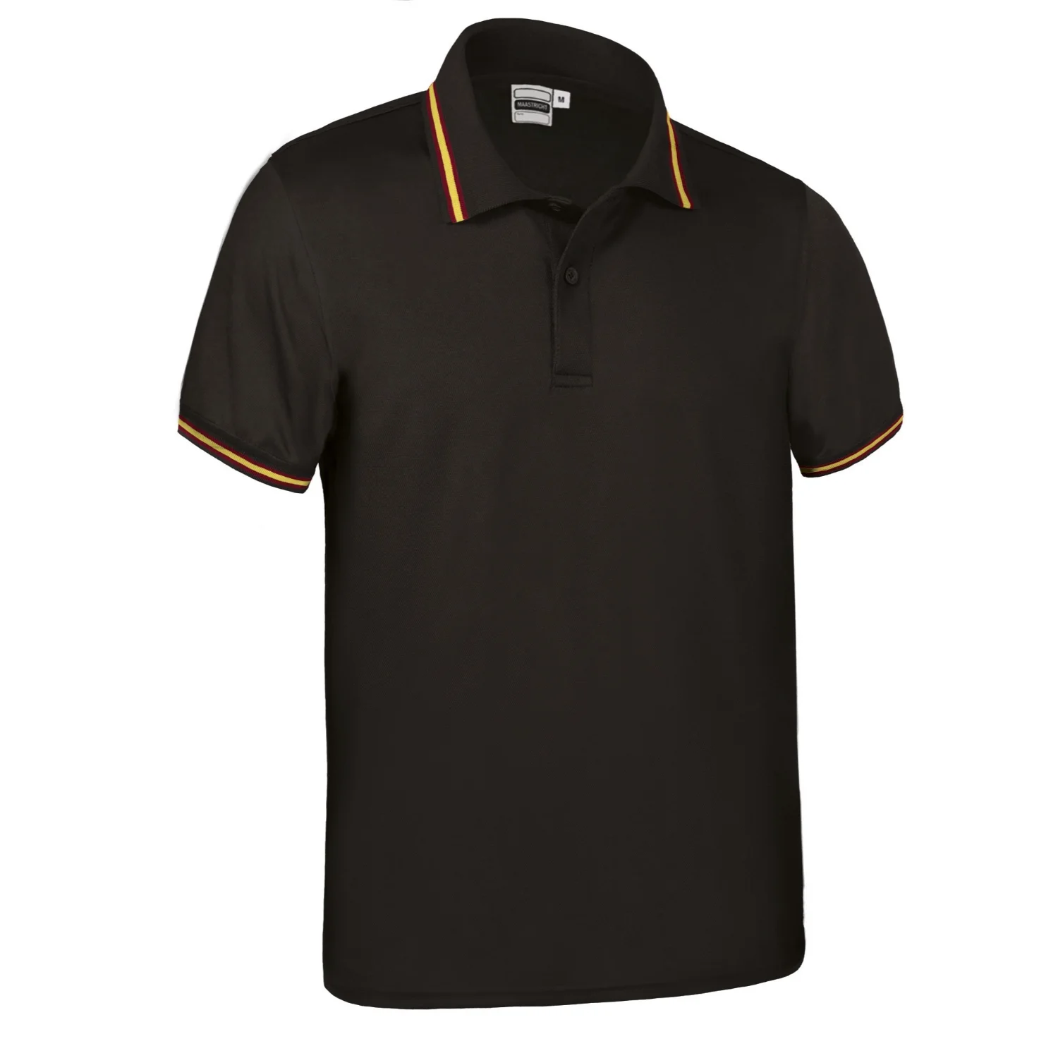 MAASTRICHT Tricou polo tehnic cu mânecă scurtă și design culori steaguri Negru-Spania