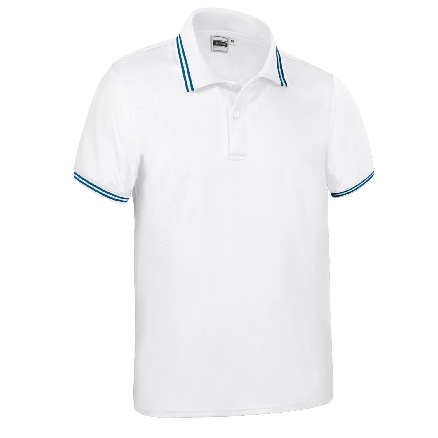 Tricou polo tehnic cu design cu dungi fine de culoare contrastantă Alb-Albastru royal
