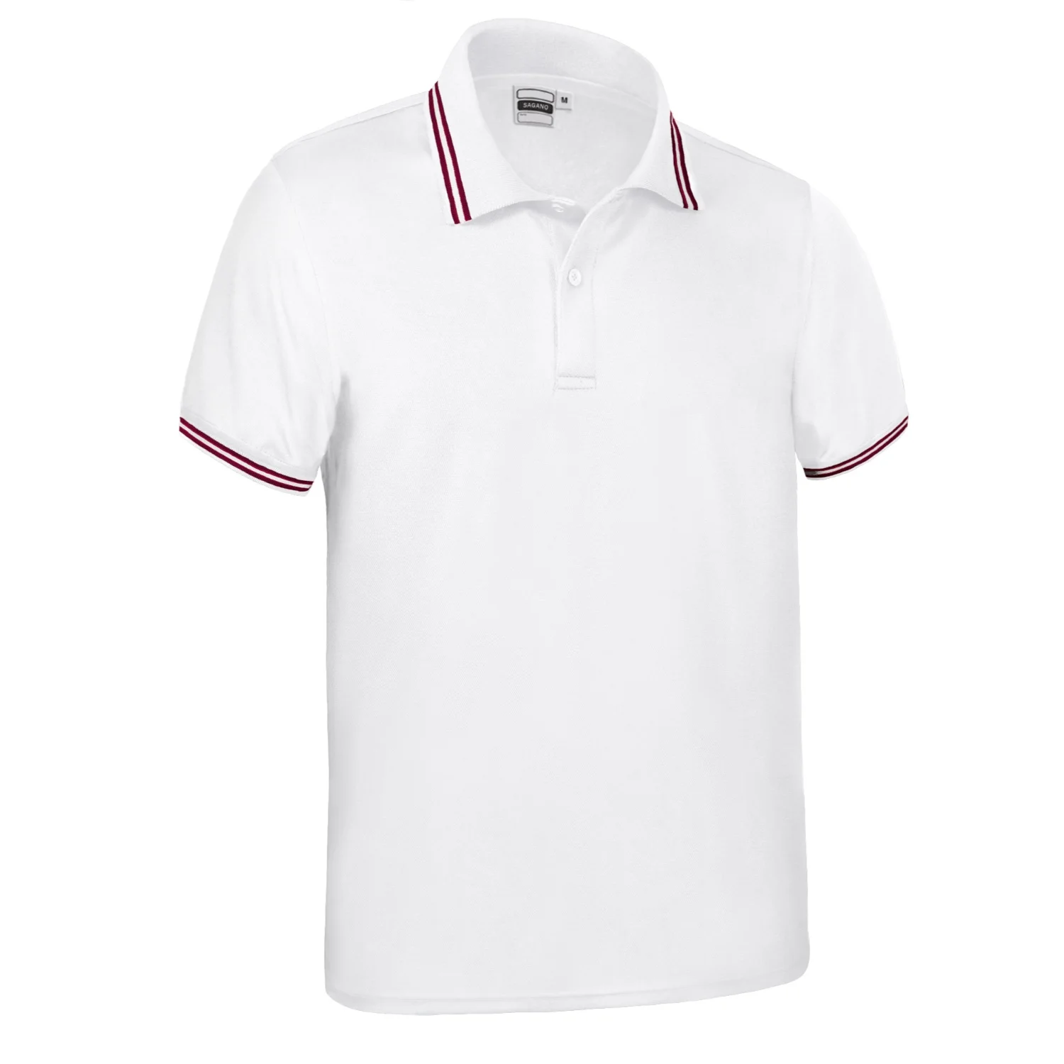 Tricou polo tehnic cu design cu dungi fine de culoare contrastantă Alb-Rosu loto