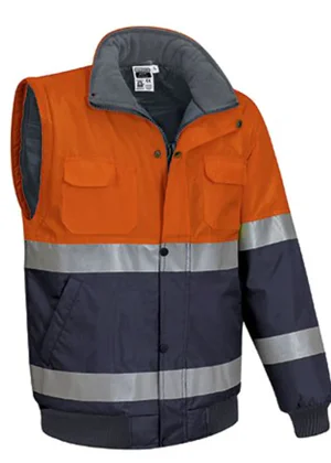 DONEGAL Jachetă detașabilă 2in1 de Vizibilitate Ridicată, matlasata termic, impermeabila, bicolor, Portocaliu-Gri inchis