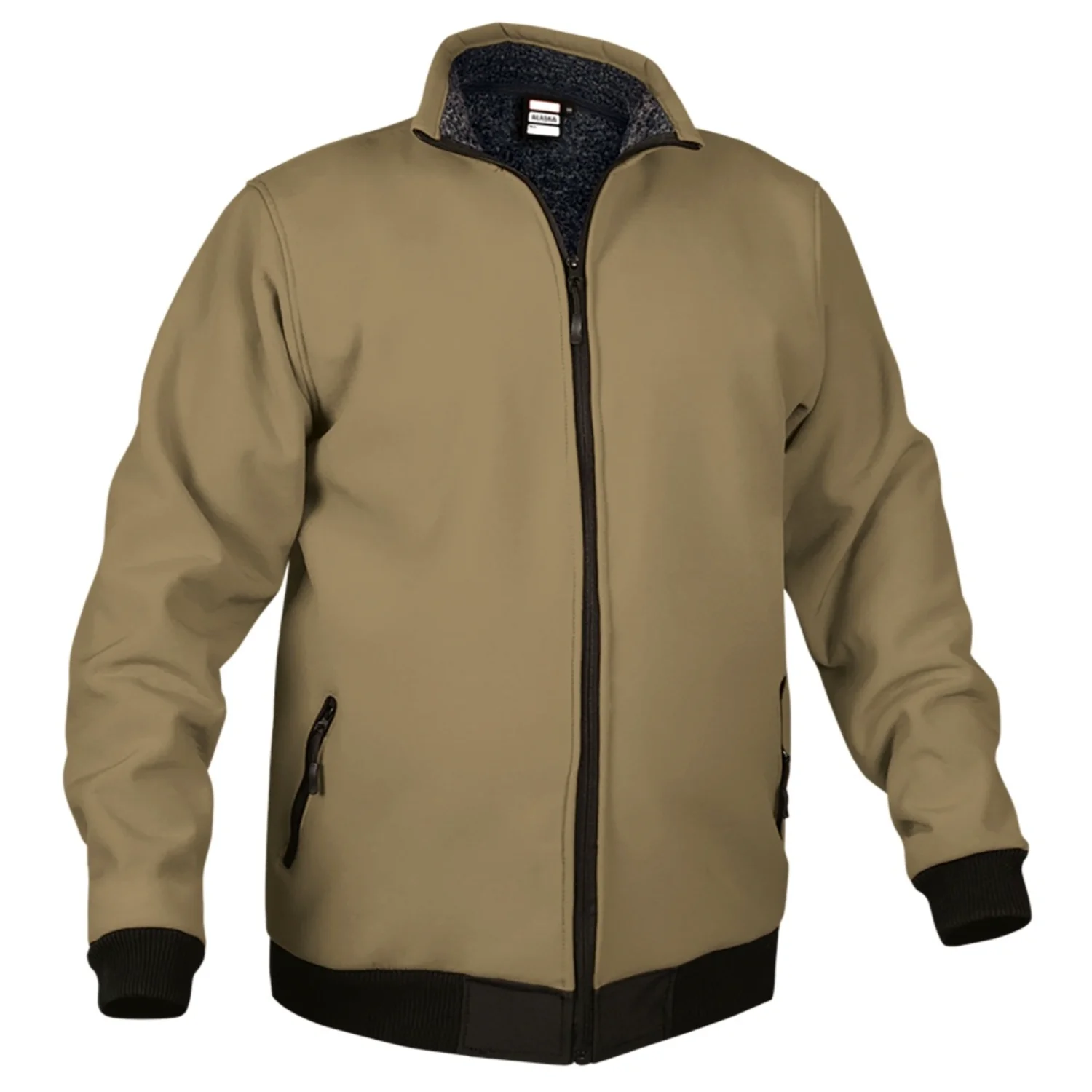 Jachetă softshell cu captuseala, din țesătură softshell elastică foarte groasă hidrofuga ALASKA Maro Kamel