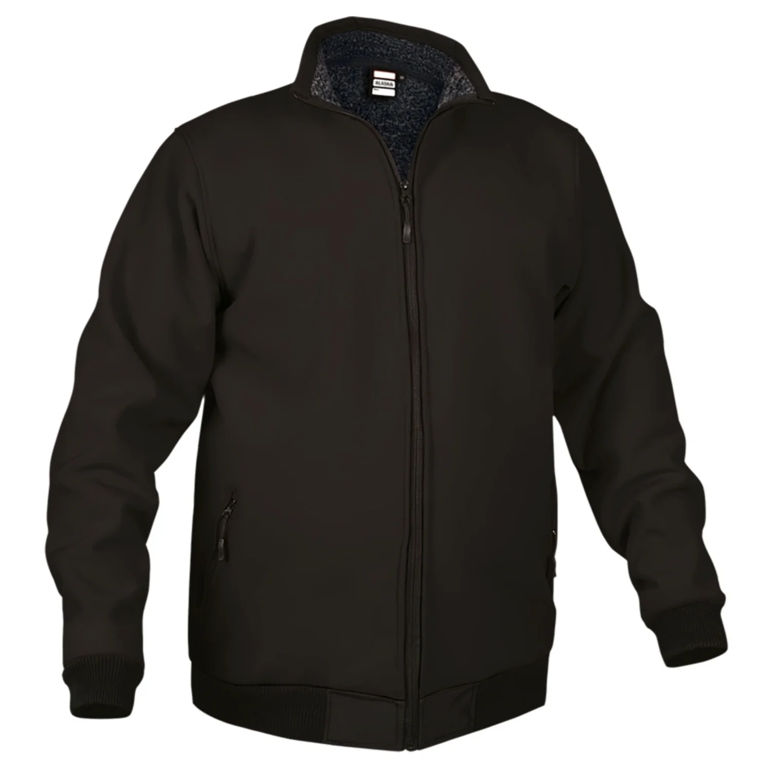Jachetă softshell cu captuseala, din țesătură softshell elastică foarte groasă hidrofuga ALASKA Negru