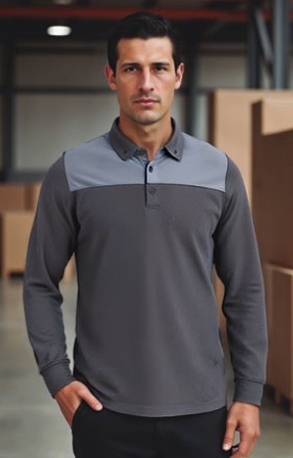 Tricou Polo bicolor HURRICANE Pe 100%, 220g, cu efect termic, maneca lunga 47 lei