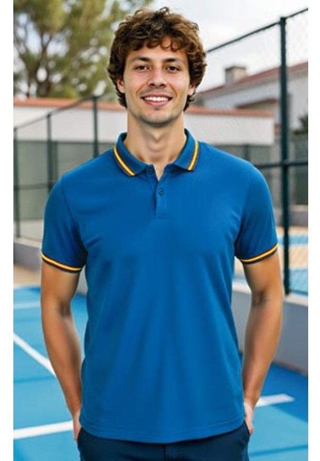 Tricou Polo tehnic MAASTRICHT Pe 100% 170g, dungi contrast Steaguri 24,6 lei