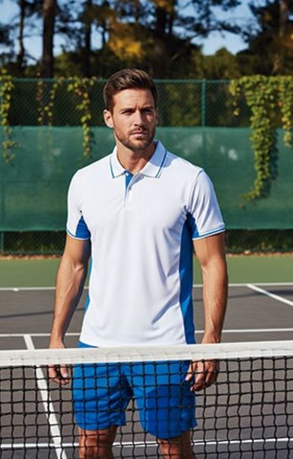 Tricou Polo pique tehnic bicolor STRATEGY 100% Pe,170g, 24,6 lei