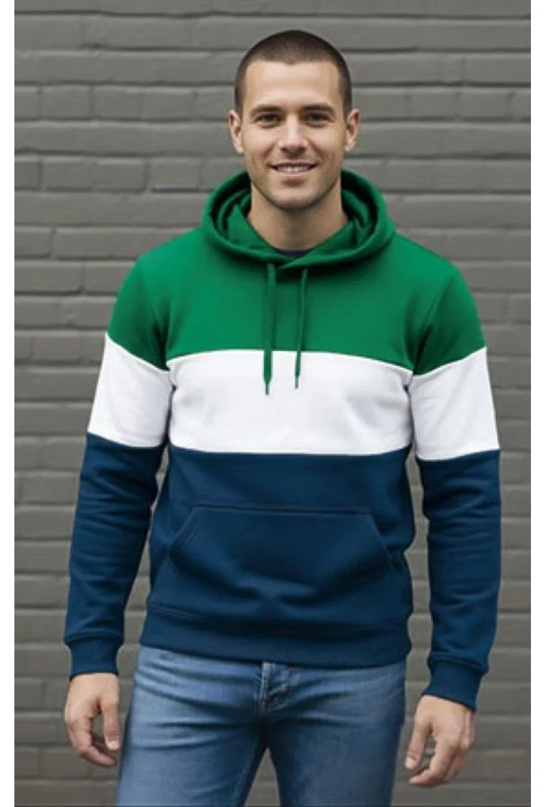 Hanorac Tricolor 280g Varsity | Glugă și Buzunar tip Cangur 58 lei