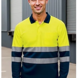 tricou polo termic vizibilitate ridicată bicolor mânecă lungă și buzunar albury