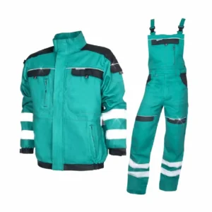 costum lucru cool trend reflex – marcaj ce 100% bumbac 260g, pantalon pieptar, verde negru