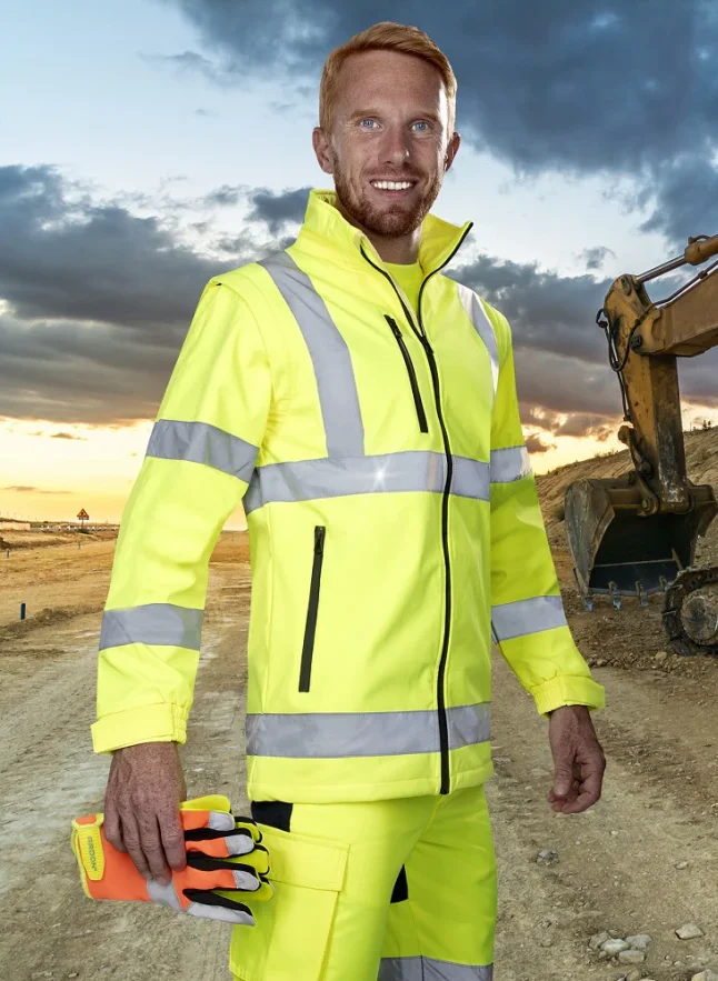 Jachetă Softshell reflectorizantă REFLECT 502 cu Gluga, Maneci detasabile 179 lei