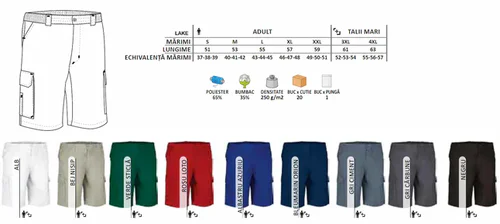 pantaloni scurti multi buzunare lake din tercot twill, 250g alb