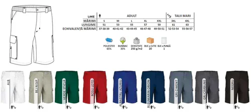 pantaloni scurti multi buzunare lake din tercot twill 250g