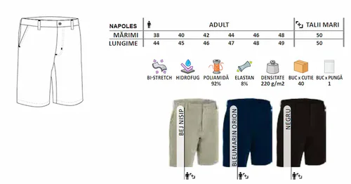 pantaloni chino casual napoles bi stretch hidrofug 220g bej nisip