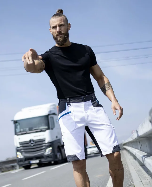 pantaloni scurti slim fit bicolor 4xstretch bumbac amalytton și tabiflex alb