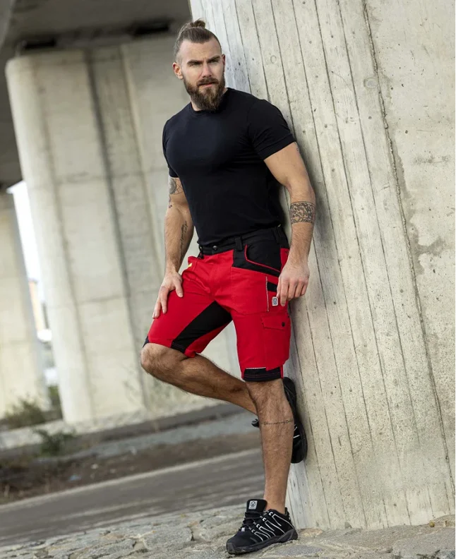 pantaloni scurti slim fit bicolor 4xstretch bumbac amalytton și tabiflex rosu