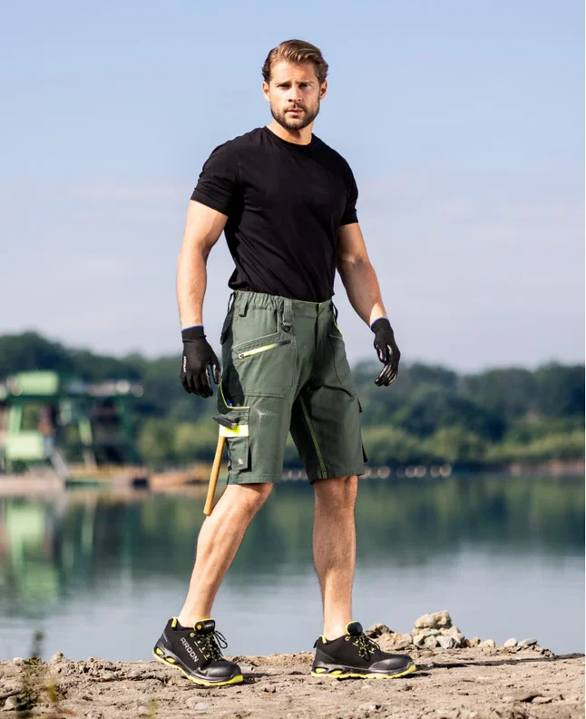 pantaloni scurti creatron® neon din bumbac amalytton® și tabiflex® 250g verde kaki