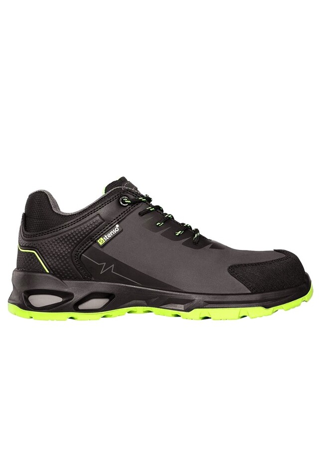pantofi de lucru ruler low s3s sr grey/green 06100634 din piele, cu lamela kevlar