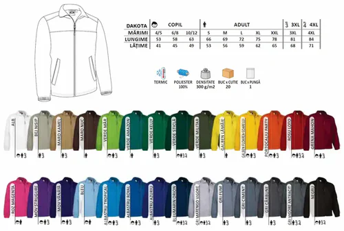 jachetă fleece dakota | polar gros 300 g/m² anti pilling negru